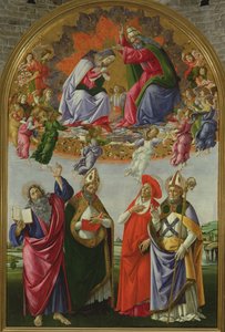 Jungfruns kröning (San Marco altartavla), 1490-92 (tempera på panel) av Sandro Botticelli