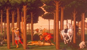 Die Geschichte des Nastagio degli Honesti II av Sandro Botticelli