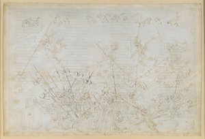 La Divina Commedia, Inferno XXII. Vergilius och Dante i helvetets åttonde krets (Malebolge), 5:e bolgia: Straffet för de korrupta; Ciampolos flykt av Sandro Botticelli