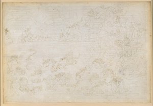 La Divina Commedia, Inferno XXIV. Vergilius och Dante i helvetets åttonde krets (Malebolge), 7:e bolgia: Straffet för tjuvar och rövare; Vanni Fuccis profetior av Sandro Botticelli