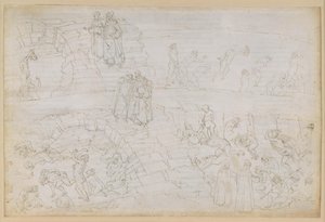 La Divina Commedia, Inferno XXIX. Vergilius och Dante i helvetets åttonde krets (Malebolge), 10:e bolgia: Straffet för förfalskare och alkemister av Sandro Botticelli