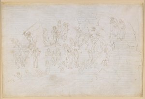 La Divina Commedia, Inferno XXVIII. Vergilius och Dante i helvetets åttonde krets (Malebolge), 9:e bolgia: Straffet för kättare och dem som sår splittring; mötet med Muhammed och Bertran de Born av Sandro Botticelli