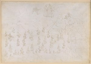 La Divina Commedia, Inferno XXVI. Vergilius och Dante i helvetets åttonde krets (Malebolge), 8:e bolgia: Straffet för de falska rådgivarna; samtal med Odysseus av Sandro Botticelli