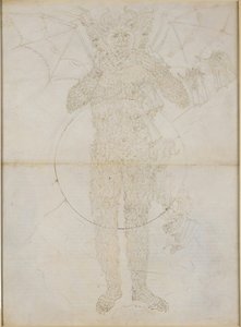 La Divina Commedia, Inferno XXXIV (2). Helvetets centrum: Lucifer i full storlek (Den store Satan); Avsked från Inferno av Sandro Botticelli