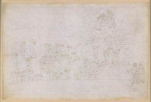 La Divina Commedia, Inferno XX. Vergilius och Dante i helvetets åttonde krets (Malebolge), 4:e bolgia: Straffet för trollkarlar och spåmän; mötet med Manto av Sandro Botticelli