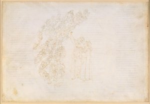 La Divina Commedia, Paradiso III. Den första planetsfären (månhimlen): Uppenbarelsen av de själar som en gång hindrades från att fullgöra ett löfte; Dantes samtal med Piccarda Donati av Sandro Botticelli