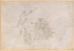 La Divina Commedia, Paradiso IV. Den första planetsfären (månhimlen): Beatrice förklarar för Dante var de saligas egentliga vistelseort ligger av Sandro Botticelli
