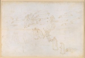 La Divina Commedia, Purgatorio XIX. Uppstigningen till den femte cirkeln i skärselden: Dantes dröm om Sirenerna; de girigas och slösarnas botgöring; samtal med Hadrianus V. av Sandro Botticelli