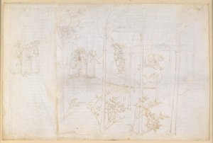 La Divina Commedia, Purgatorio XXVIII. Det jordiska paradiset: Dante och Matelda vid floden Lethe av Sandro Botticelli