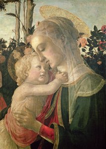 Madonna och barn med Johannes Döparen, detalj av Madonna och barn olja på paneldetalj från 93886 av Sandro Botticelli