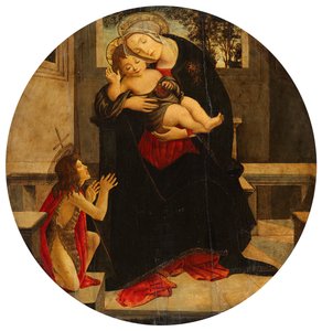 Maria med barnet och den unge Johannes av Sandro Botticelli