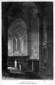 Ingång till södra gången, Westminster Abbey, London, 1816.