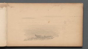 Skissbok, sidan 04: Havslandskap med färganteckningar av Sanford Robinson Gifford