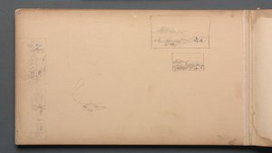 Skissbok, sida 37: Maine Landscape Vignittes, 1859. av Sanford Robinson Gifford
