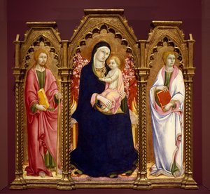 Madonna and Child with Saints James Major and John the Evangelist, altarpiece av Sano di Pietro