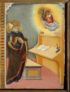 Uppenbarelse av Sankt Hieronymus och Sankt Johannes Döparen för Sankt Augustinus av Hippo (Aurelius Augustinus), eller Sankt Augustinus (354-430) kristen filosof och teolog. År 395 gick han i gräl med Saint Jerome de Stridon angående översättningen av th