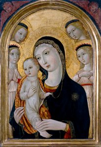 Madonna och barn med änglar, ca 1480 av Sano di also Ansano di Pietro di Mencio (workshop of) Pietro