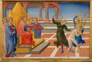 Sankt Hieronymus drömmer att Kristus beordrar sin flagellation av två änglar ... av Sano di also Ansano di Pietro di Mencio Pietro