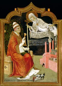 Jungfruns uppenbarelse för påven Calixtus III (1378-1458) 1455-58 (olja på panel)