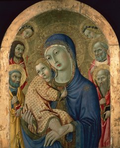 Madonnan och barnet med heliga och änglar (tempera på panel) av Sano di also Ansano di Pietro di Mencio Pietro