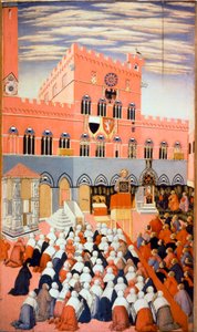 Predikationen av Bernardino av Siena (Bernardino da Siena eller Bernardino degli Albizzeschi