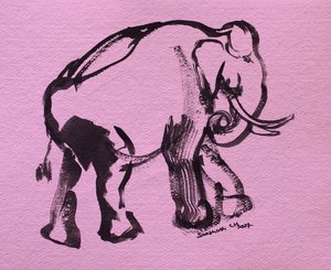 Penseldrag av en rosa elefant av Santhosh ch