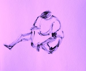 Teckning av sittande figur