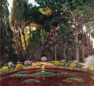 Art Nouveau "" Trädgården "" (Arbucies). Målning av Santiago Rusinol y (i) Prats (1861-1931) El Vendrell från slutet av 1800-talet. House-Museum Pau Casals.