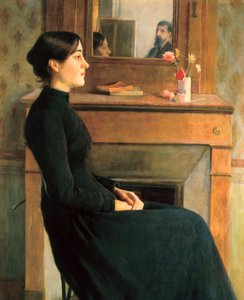 Porträtt av en kvinna, målning av Santiago Rusinol y Prats