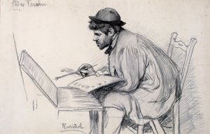 Porträtt av Pere Ferran målning av Santiago Rusiñol