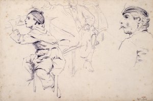 Studie av barn och figurer av män av Santiago Rusiñol
