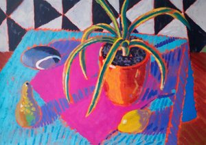 Still Life # 38, 2024 (akryl på papper) av Sara Hayward