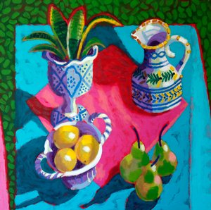 Still Life # 56, 2025 (akryl på kartong) av Sara Hayward