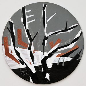 Twixt Heaven & Earth III-B (akryl på cirkulär skiva) av Sara Hayward