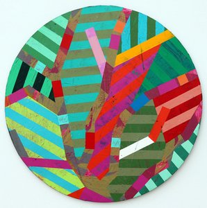 Twixt Heaven & Earth VI-A (akryl på cirkulär skiva) av Sara Hayward