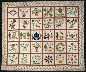 Sängöverdrag känd som Album Quilt av Sarah Ann Wilson