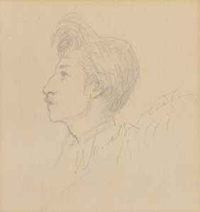 Porträtt av W. Graham Robertson, odaterad (grafit på papper) av Sarah Bernhardt