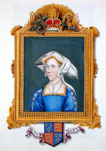 Porträtt av Anne Boleyn, felaktigt kallad drottning Maria, från "Memoirs of the Court of Queen Elizabeth", publicerad 1825 (akvarell och gouache på papper). av Sarah Countess of Essex