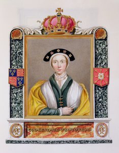 Porträtt av Anne av Cleves (1515-57) 4:e drottningen av Henrik VIII från "Memoirs of the Court of Queen Elizabeth", publicerad 1825 (wc och gouache på papper)