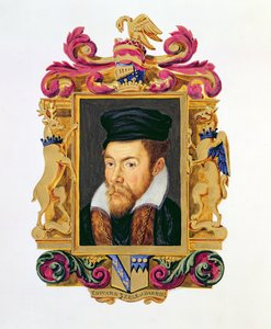 Porträtt av Edward Stanley (1508-72) 3rd Earl of Derby från "Memoirs of the Court of Queen Elizabeth", publicerad 1825 (wc och gouache på papper)