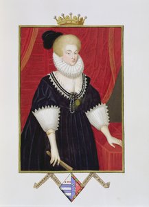 Porträtt av Lady Catherine Grey (ca 1538-1668), grevinna av Kent, från "Memoirs of the Court of Queen Elizabeth", publicerad 1825 (wc och gouache på papper).
