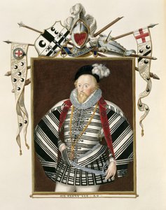 Porträtt av Sir Henry Lee (1530-1610) från "Memoirs of the Court of Queen Elizabeth", publicerad 1825 på papper