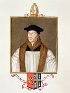 Porträtt av Stephen Gardiner (ca 1483-1555) biskop av Winchester från "Memoirs of the Court of Queen Elizabeth", publicerad 1825 (wc och gouache på papper)