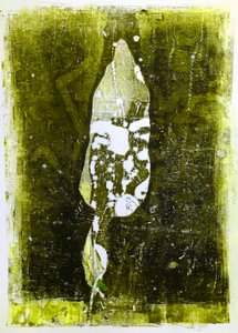 "Abstrakt blad" 2020 (monoprint) av Sarah Thompson Engels