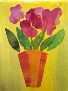 Blomkruka, 2019, (monoprint) av Sarah Thompson-Engels
