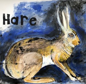 Hare, 2021, (bläck på papper) av Sarah Thompson Engels