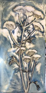 Hogweed (akryl ombord) 2020 av Sarah Thompson Engels