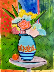 Vas med blommor, 2019 (akryl)