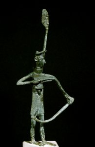 Nuragisk kultur (nuraghi) sardiska: bågskyttestatyett i brons. 700-talet f.Kr. Cagliari, National Archaeological Museum, Sardinien, Italien
