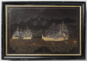 Strid mellan de holländska fregaterna Castor, kapten Pieter Melvill och Briel, kapten Gerard Oorthuis och de engelska fregaterna av Sasaya